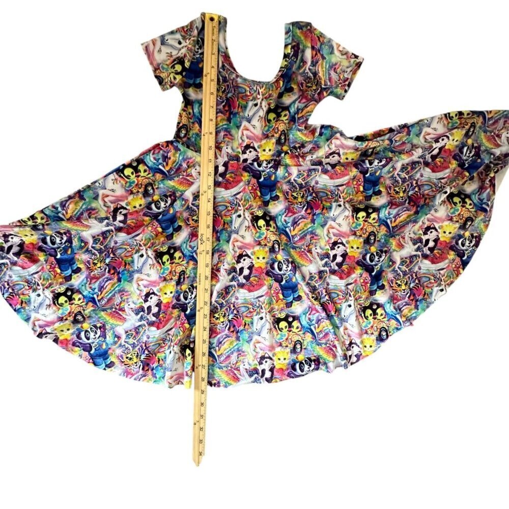 Wild Rich Kids twirl Dress youth size 9/10 Lisa Frank velvet unicorn cat pegasus - Picture 5 of 9